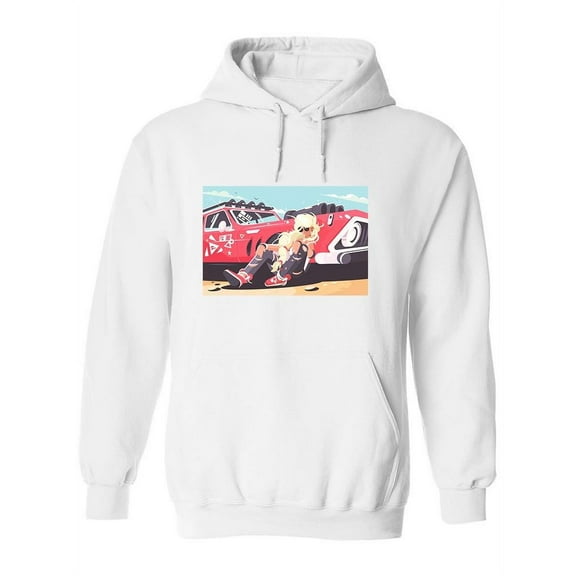 Blonde Girl With Racing Car  Hoodie Women -Image by Shutterstock, Female Small
