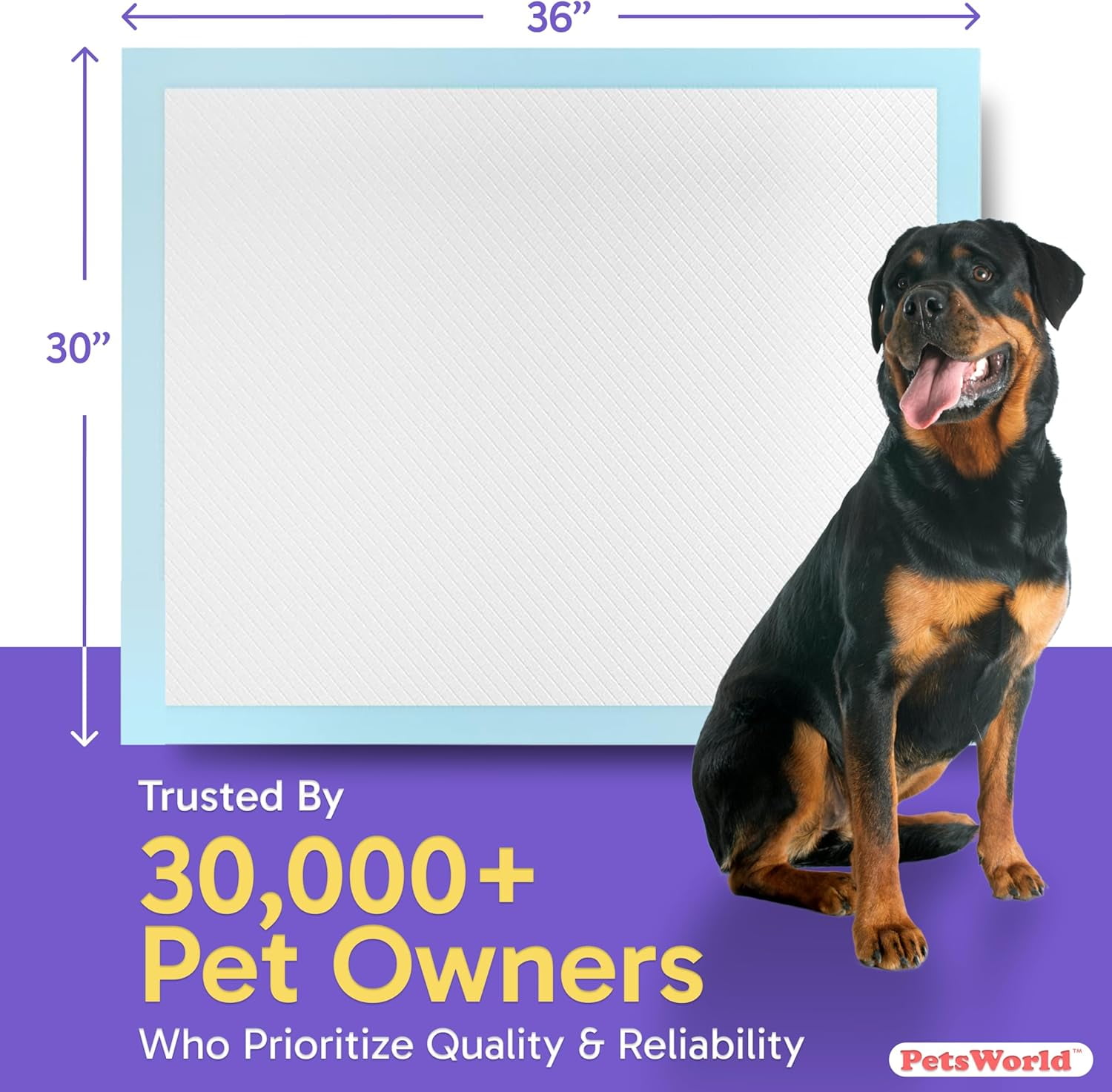 PetsWorld XL Doggie Pee Pads, Poppy Training, Super Absorbency, 200% More Absorbent Core, 300 ct