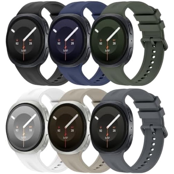 6 Pack Soft Silicone Watch Bands for Samsung Galaxy Watch 9/8 40mm/44mm, Replacement Sport Straps for Galaxy Watch 8 Classic 46mm for Men & Women
