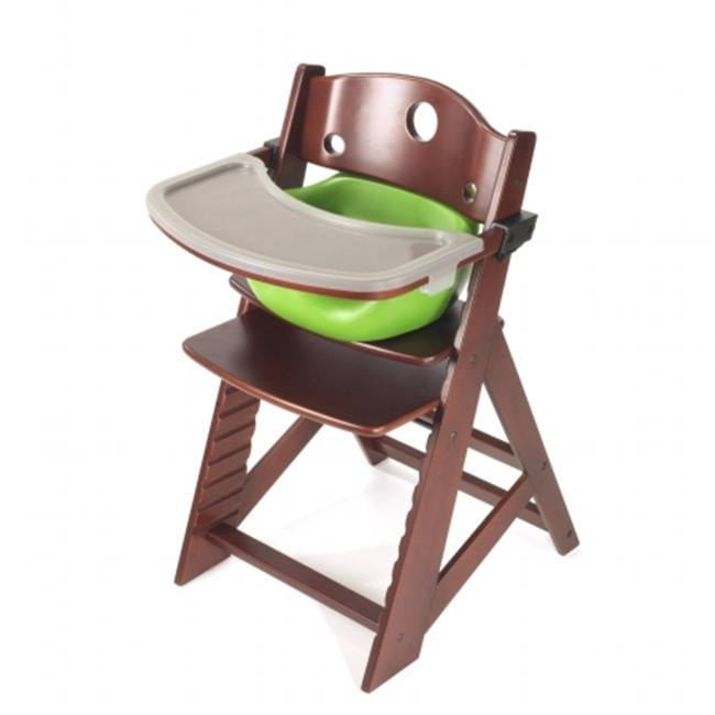 Keekaroo Height Right High Chair with Infant Seat and Tray Mahogany/ Lime