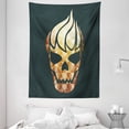 thumbnail image 1 of Modern Tapestry, Gothic Skull with Fractal Effects in Fire Evil Halloween Concept, Wall Hanging for Bedroom Living Room Dorm Decor, 60W X 80L Inches, Yellow Light Caramel Dark Grey, by Ambesonne, 1 of 2