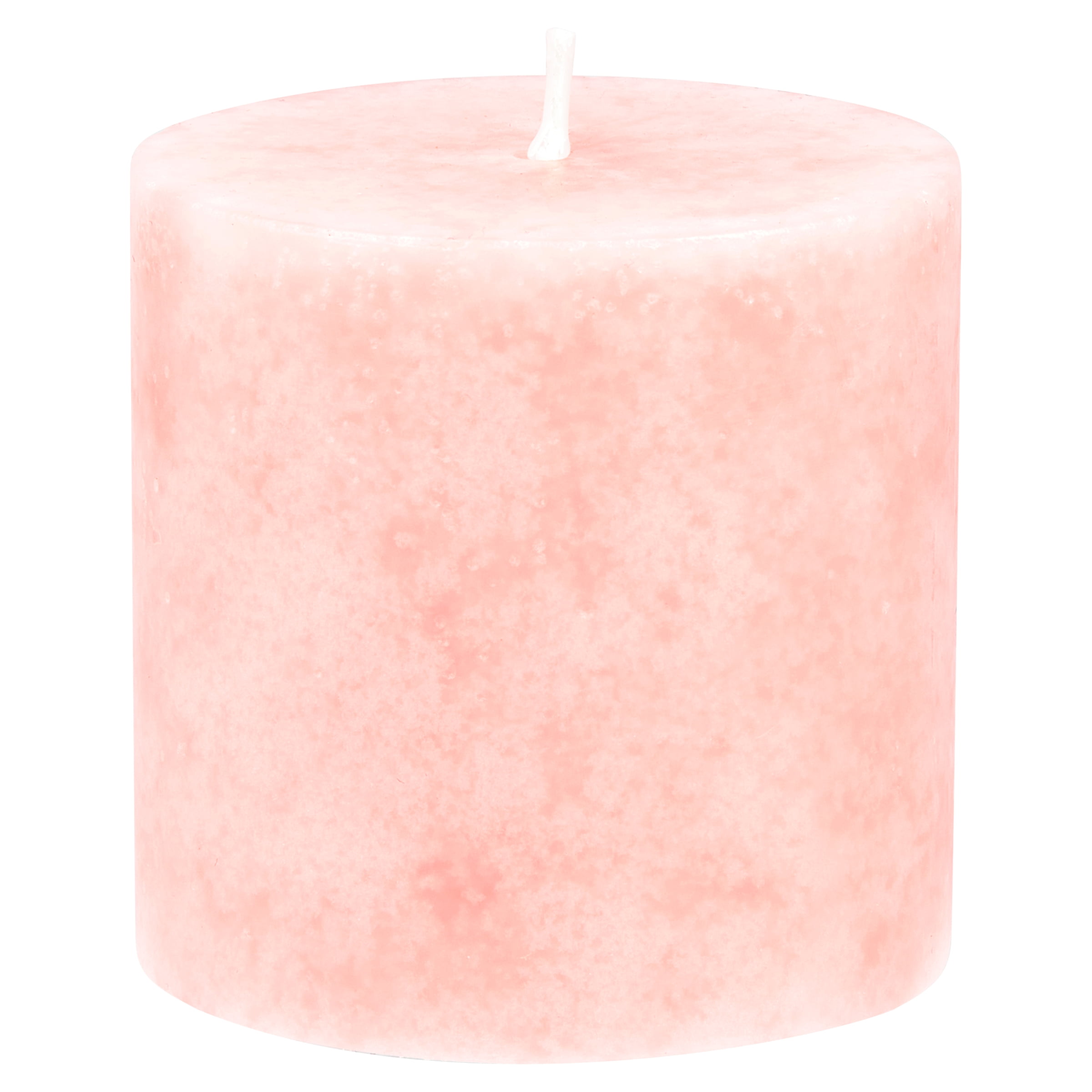 Mainstays Unscented Decorative Mottled Pillar Candles, 3inch wide by 3inch tall, Pink Mottled Color