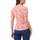 thumbnail image 3 of Blusa floral de manga corta con cuello atado y volantes para mujer INSPIRE CHIC, color rosa, talla S, 3 of 5