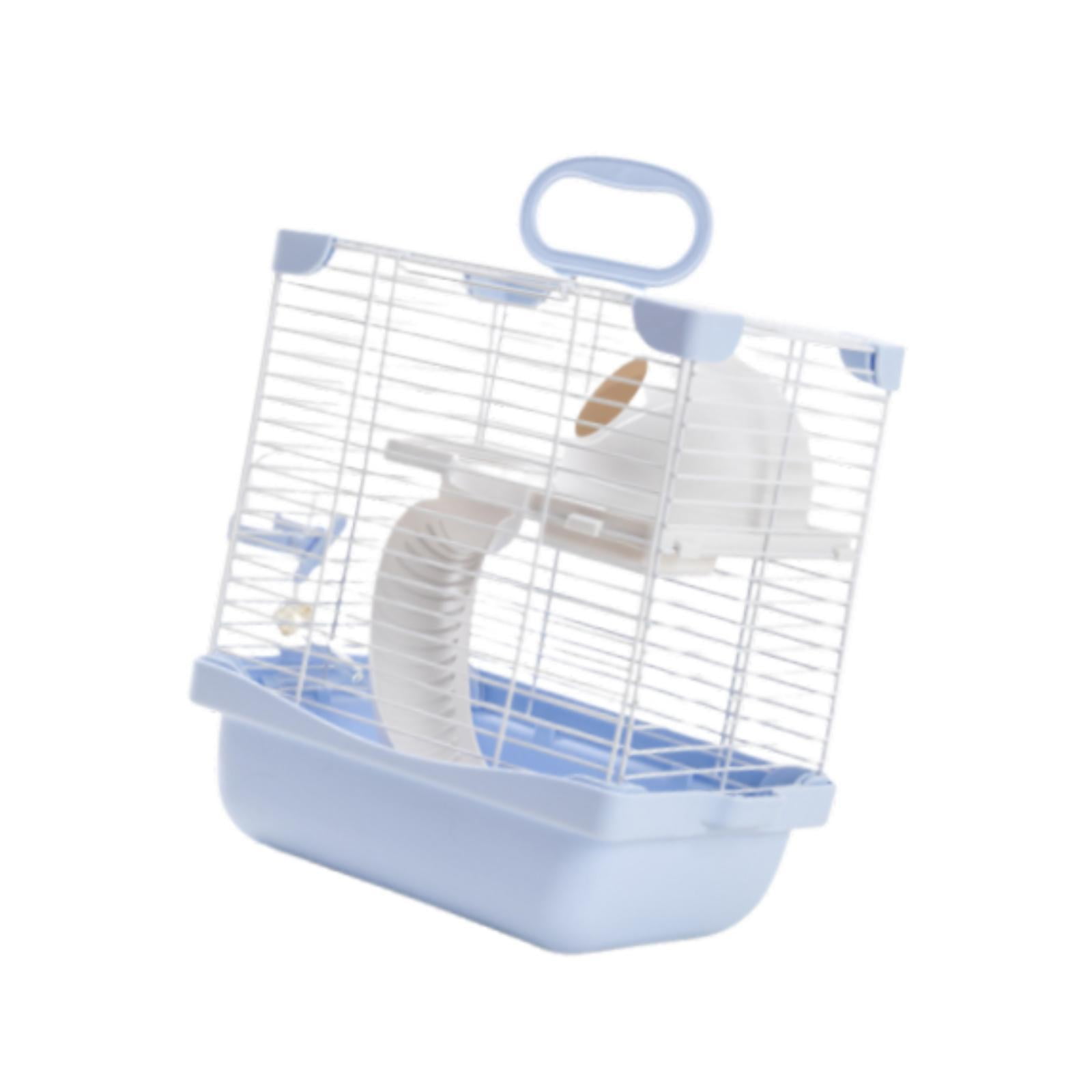 EHJRE 2 Tiers Hamster Cage Enclosure Portable for Mouse Rat with Water Bottle, Food Bowl High Chassis Design Versatile 7.4x9x11inch Blue