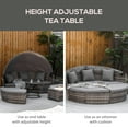 thumbnail image 5 of Outsunny 4pc Rattan Patio Furniture Set, Sectional Outdoor Sofa Set with Adjustable Sun Canopy, 2 Chairs, Extending Tea Table, Pillows, Gray, 5 of 9