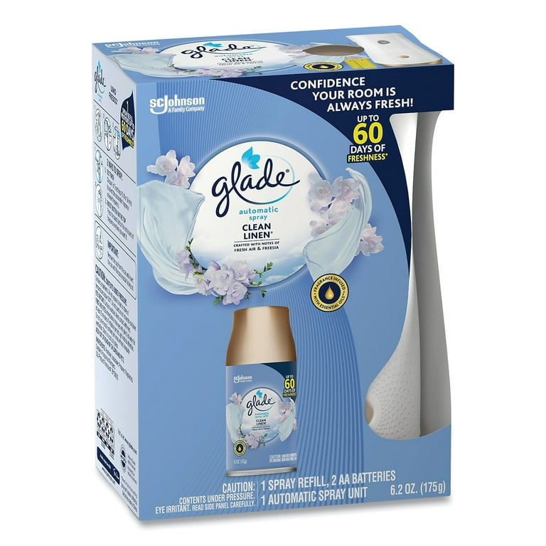 Glade Clean Linen Automatic Spray Kit - 6.20 oz - Clean Linen - 60 Day - 4 / Carton Glade Clean Linen Automatic Spray Kit - 6.20 oz - Clean Linen - 60 Day - 4 / Carton