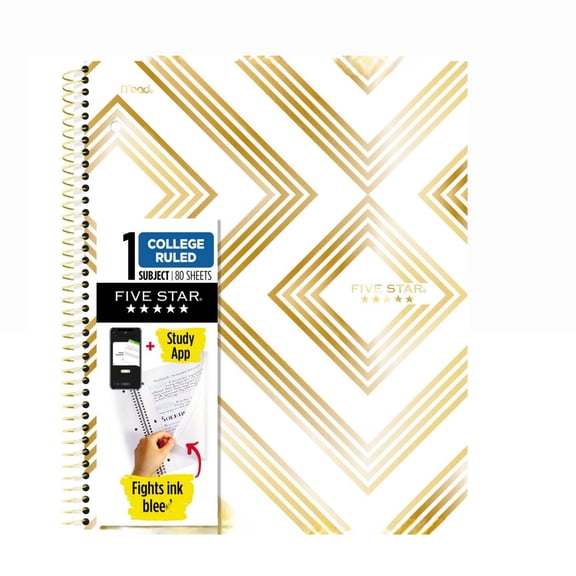 Five Star Butterflies 1 Subject Wide Ruled Notebook Plus Study App, 8 ...