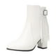 thumbnail image 1 of NECHOLOGY Botas Mujer Zapatos Botines de mujer Botas de mujer de otoño de tamaño de comercio exterior con hebilla de cinturón botas gruesas con borlas de tacón botas occidentales (White, 7), 1 of 5