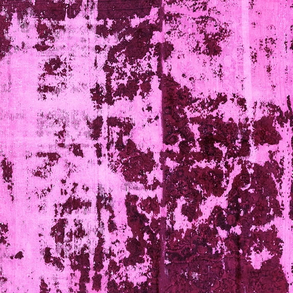Ahgly Company Indoor Square Abstract Pink Modern Area Rugs, 7' Square