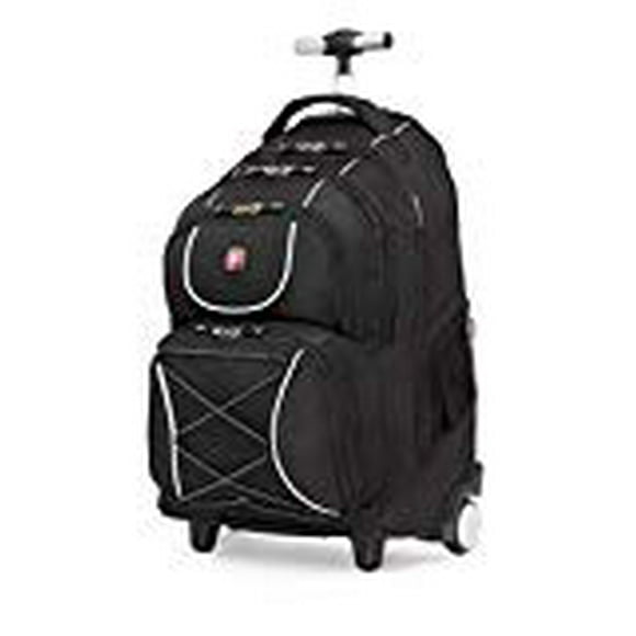 SWISS GEAR Push button retractable mono handle-Corner inline wheels-Adjustable backpack straps are