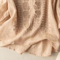 thumbnail image 4 of Summer Spring Embroidered Cotton Linen Tops for Women Dressy 3/4 Sleeve Peasant Gauze Fashion Blouses Casual Bohemian Shirts, 4 of 5