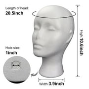 10.6-Inch Styrofoam Mannequin Head (1 Pack) - White Foam Wig Stand for Wigs, Hats, Masks, Hairpieces, Arts, Crafts, DIY Projects, Salon Display, and Travel Use-1 Pcs