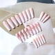 thumbnail image 2 of Uñas postizas largas con degradado dorado y nude de mármol rosa (24 piezas), uñas acrílicas prensadas con lámina dorada, 24 piezas para mujeres y niñas, extraíbles, 2 of 5