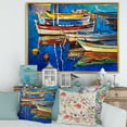 thumbnail image 2 of Designart 'Boats Near Coastal Town Resting On The Water II' Nautical & Coastal Framed Canvas Wall Art Print, 2 of 5