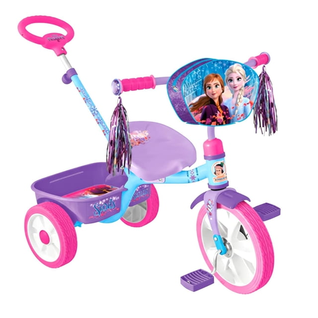 Triciclo R12 Apache Frozen Con Barra Empuje Cajuela Rosa