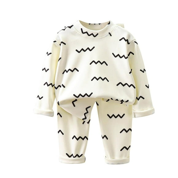 Odeerbi 3M-5Y Niños Niñas Algodón Pijamas Manga Larga Tops Pantalones Conjunto Suave Impresión Sleepwear Dos Piezas Pijama Conjuntos