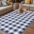 thumbnail image 2 of Fsddascl Navy Blue White Plaid Outdoor Rug for Patio/Deck/Porch, Non-Slip Large Area Rug 4 x 6 Ft, Farmhouse Checkered Buffalo Indoor Outdoor Rugs Washable Area Rugs, Reversible Camping Rug Carpet, 2 of 5
