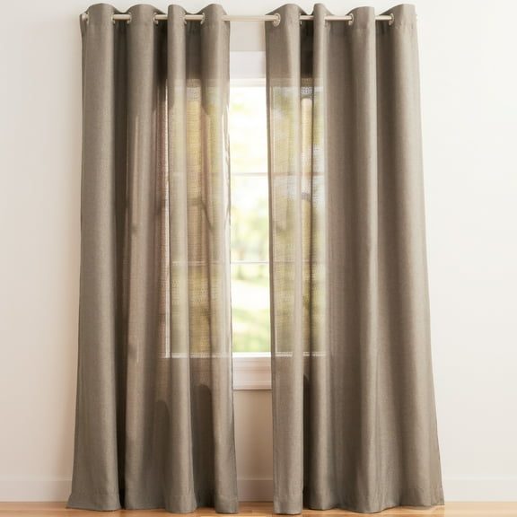 Exclusive Home Curtains Loha Linen Grommet Top Curtain Panel Pair, 54x108, Cafe