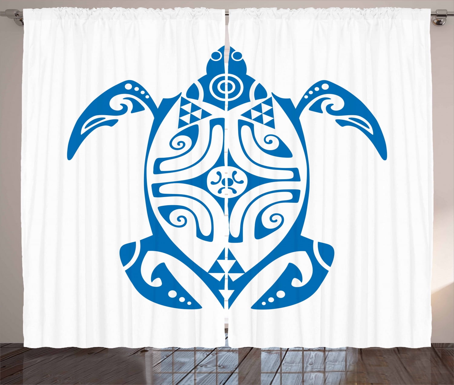 Hawaiian Curtains Sea Turtle Underwater Window Drapes 2 Panel Set 108x96 Inches 