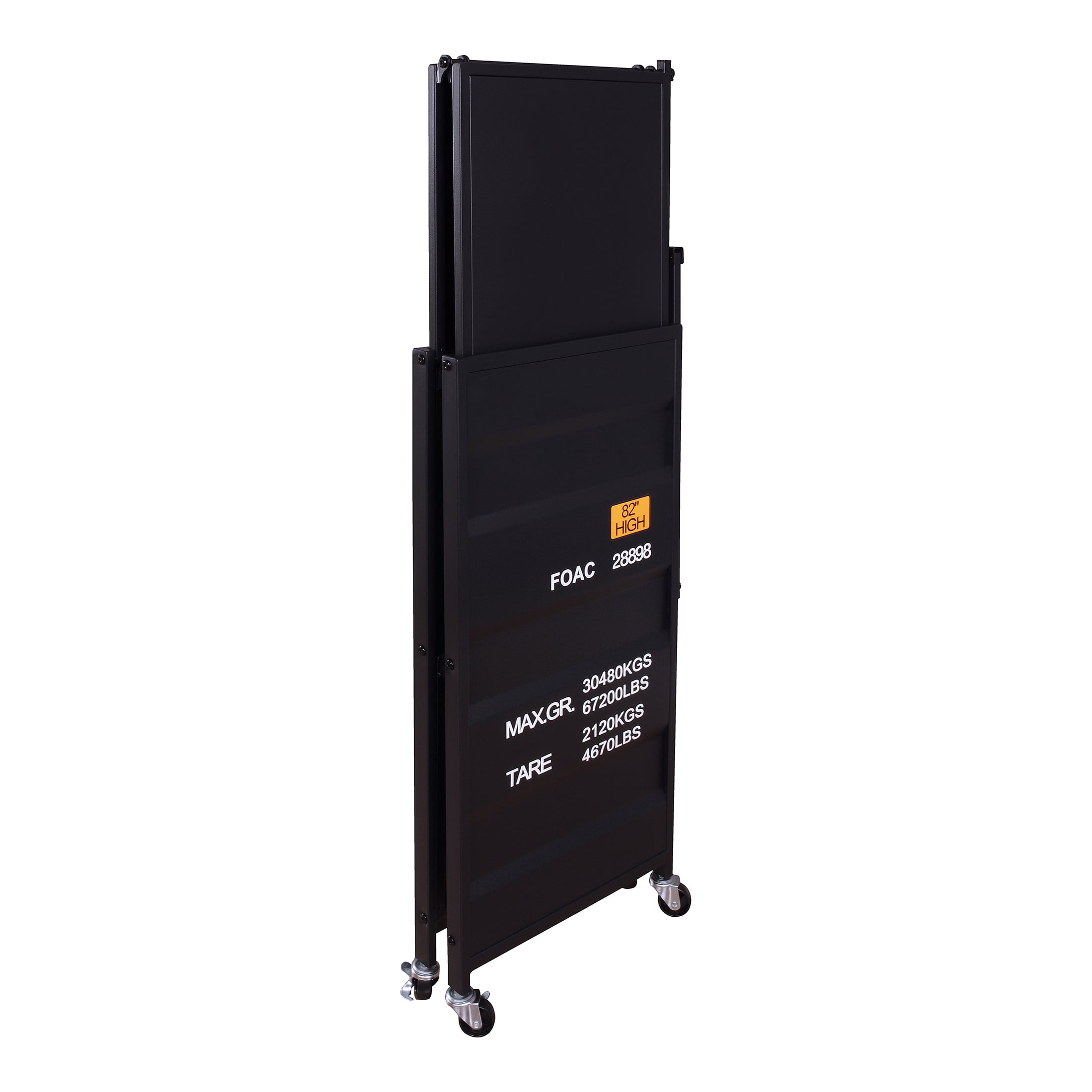 Furniture of America Maxima Metal Folding Bookcase with Wheels, Black