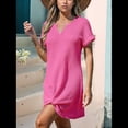 thumbnail image 3 of Vestido con Falda Protectora Solar, Informal, con Escote en V y , Color Rosa Rojo, Talla M, 3 of 6