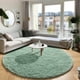 thumbnail image 3 of Alfombra PAGISOFE Shaggy Circle, verde salvia, 6 pies, para dormitorio, 3 of 8