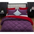 thumbnail image 6 of D.N.G. BEDDINGS 5 Piece Luxury Reversible Diamond Pattern Comforter Set Premium Super Soft, All Season 800 TC, 100% Egyptian Cotton Oversized Super King Size Plum/Red Solid Color, 6 of 7