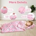 thumbnail image 4 of Teblint Thickened Toddler Nap Mat with Removable Pillow & Minky Blanket, 51''x20'' Sleeping Bag, Washable, Roll up, Perfect for Daycare, Preschool, Kindergarten, Boys and Girls Pink, 4 of 8