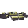 thumbnail image 2 of Modway Convene 8 Piece Outdoor Patio Sectional Set in Espresso Peridot, 2 of 8