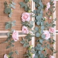 thumbnail image 5 of 4Pcs(26 FT) Artificial Rose Vine Fake Flower Garland Fake Silk Rose Hanging Vine for Wedding Party Background Arch Garden Background tion (Pink), 5 of 5