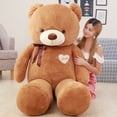 thumbnail image 3 of Oso de peluche clásico de 60/80/100cm para niños y niñas, peluche suave de animales, cinta, corazón, oso, almohada, regalo de cumpleaños y San Valentín, 3 of 5
