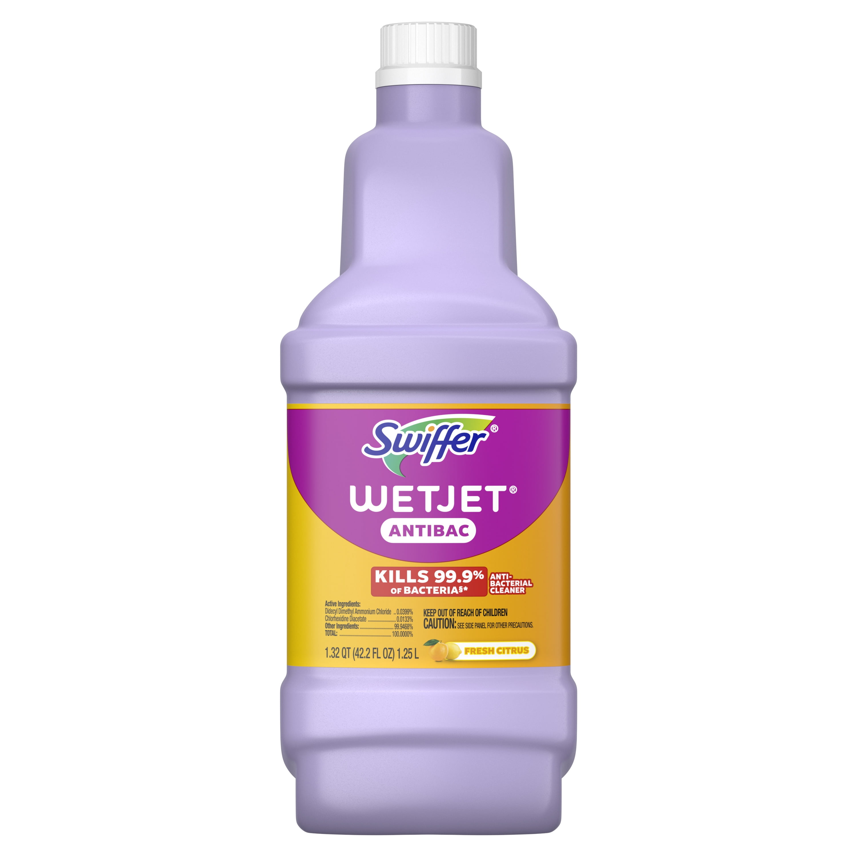 Swiffer, WetJet Mop Refill Solution, 42.2oz, Antibacterial Citrus