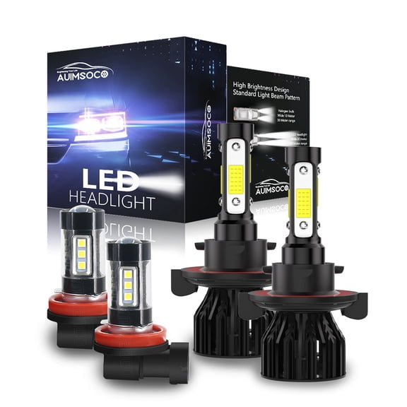 9008 H11 Super White 4000LM LED Headlights Bulbs Combo Kits For Nissan	Sentra 2004-2012, 4Pcs 6000k High/Low Fog Light, Non-polarity, 50000 Hours Lifespan, Halogen Replacement