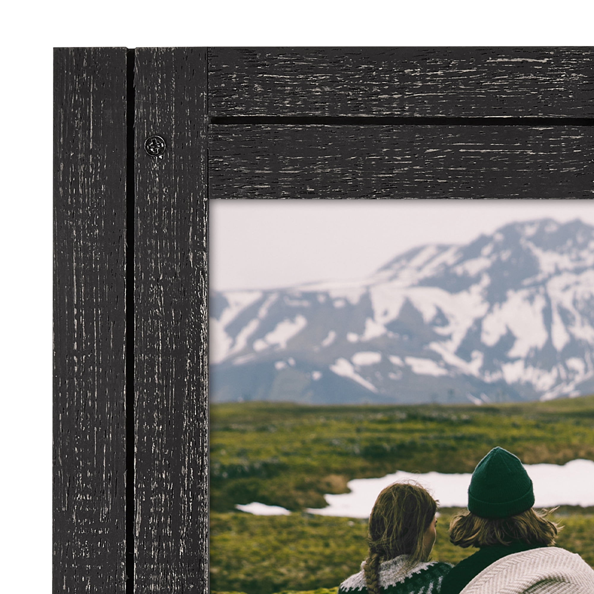 Americanflat 4x6 Hinge Frame Hinged Triple Photo Openings Polished Glass Distressed Collage - Charcoal Black