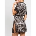 thumbnail image 5 of Satin Lace Trim Robe Short Kimono Style Wrap Sleepwear with Belt, 5 of 5