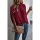 thumbnail image 3 of Camisas informales de manga corta con lazo en la espalda para mujer, blusas holgadas con manga de murciélago para uso diario, rojo vino XL, 3 of 8
