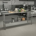 thumbnail image 3 of Flash Furniture Reader Stainless Steel 18 Gauge Prep and Work Table with 1.5" Backsplash and Undershelf - NSF Certified - 72"W x 30"D x 36"H, 3 of 12