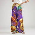 thumbnail image 6 of Ladies Loose Casual Printed Wide Leg Pants with Elastic Waistband Drawstring and Pocket Pants, Carnival Theme Trousers, Bohemian Style Pants for Women,Purple,S, 6 of 6