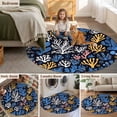 thumbnail image 6 of Vintage Blue Coral Round Area&nbsp;Rug 8ft Coastal Hand Painted Style Marine Life Ocean Non-Slip&nbsp;Washable Circle Rugs Soft Felt Indoor Floor Mat for Bedroom Kitchen Living Room Bathroom, 6 of 9