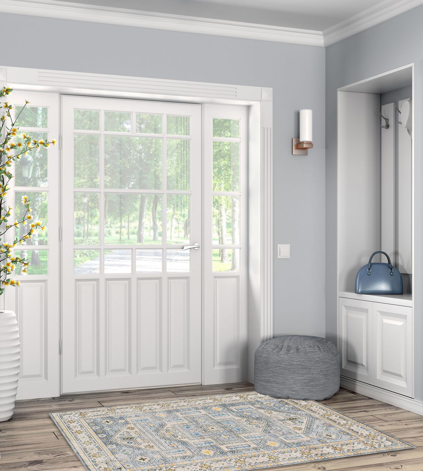 Tapis d'appoint lavable Parson 3 pi x 5 pi gris et beige