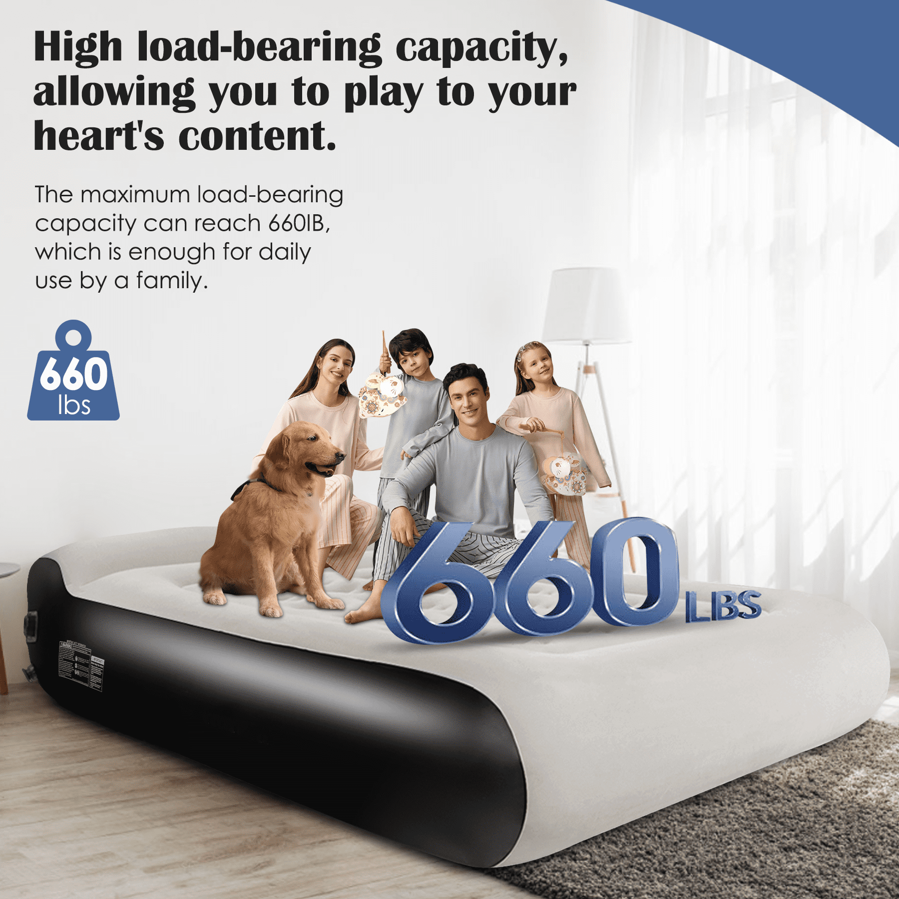 SBUSFGT Air Mattress Queen with Headboard, 16-Inch Raised Airbed with Built-In Pump, Quick Inflation & Deflation, Double High Inflatable Bed for Camping, Home