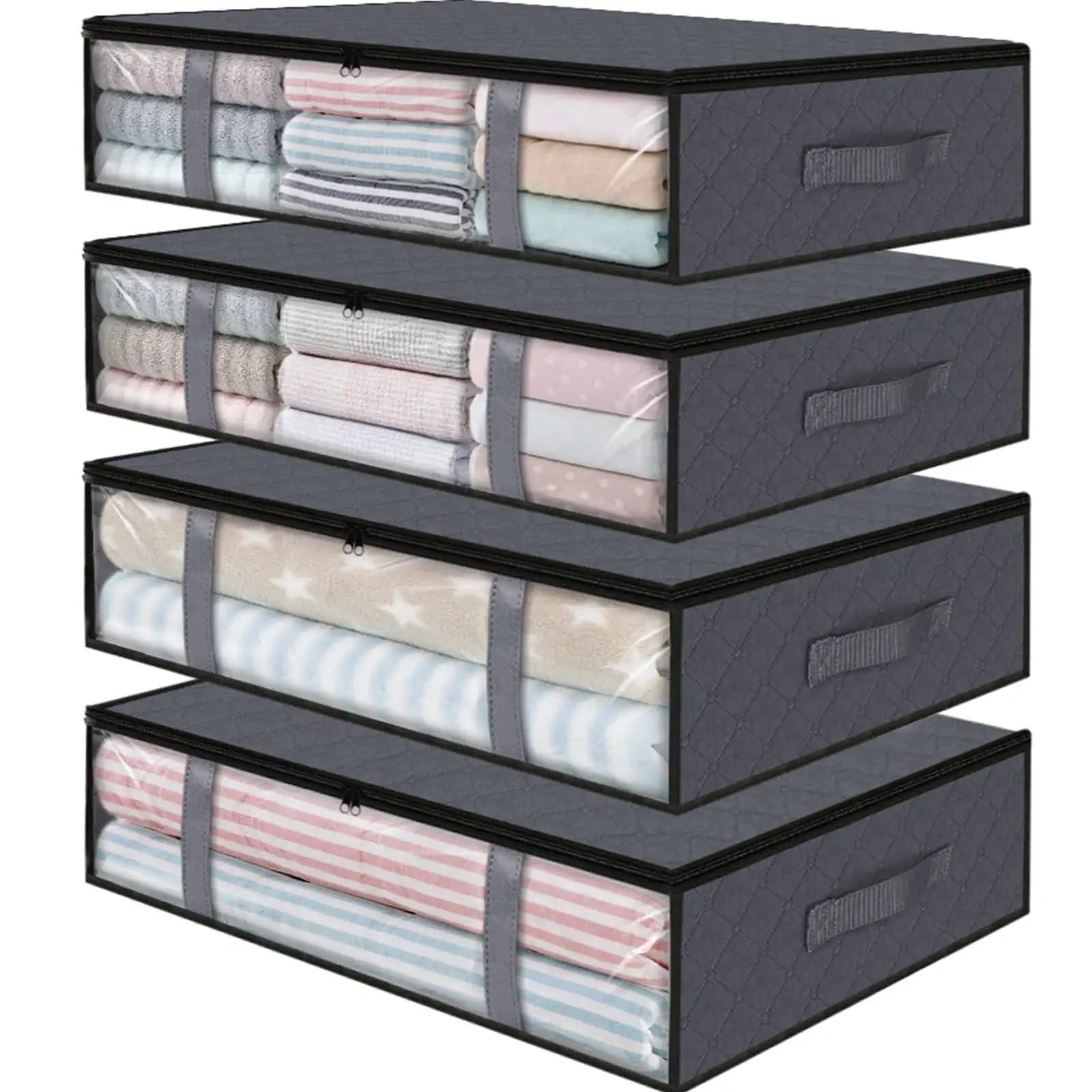 Under bed Storage Bags, 4 Pack 45L Underbed Storage Containers with Reinforced Handles, Large