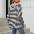 thumbnail image 6 of Striped Hoodies for Women 2025 Fall Winter Long Sleeve Lightweight Button Loose Hooded Sweatshirt Pullover Tops, 6 of 8
