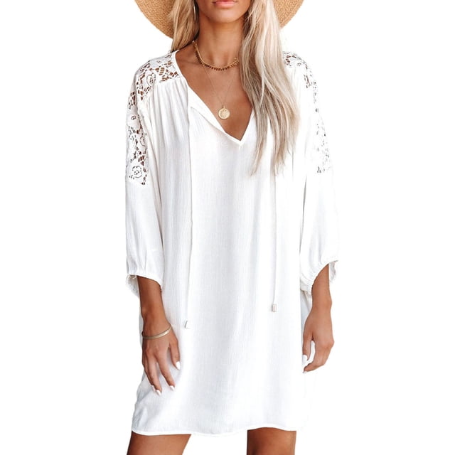 Vestido corto con cuello en V,Vestido corto con cuello en V para mujer Vestido corto con cuello en V de verano Vestido corto con cuello en V para mujer Los mejores materiales