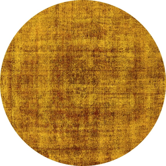 Ahgly Company Indoor Round Oriental Yellow Industrial Area Rugs, 5' Round