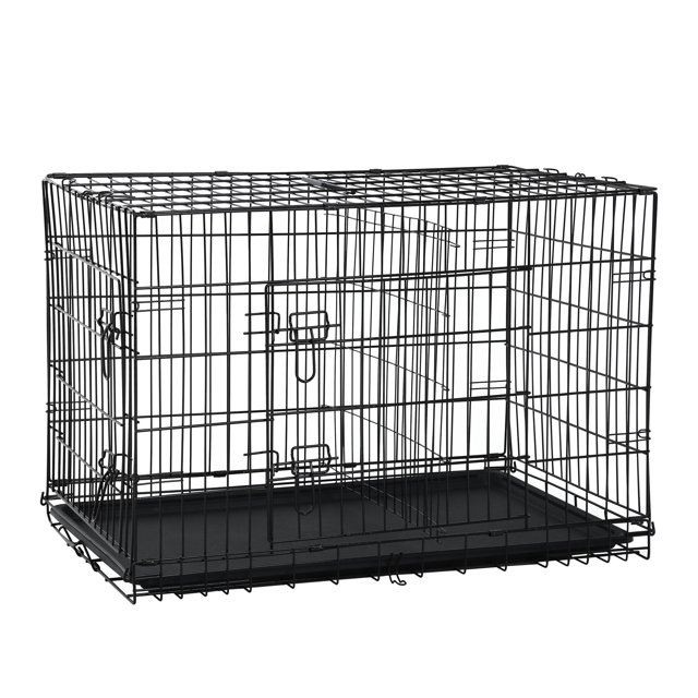 Sunshine Wheat 48 inch cage, foldable double door pet cage with divider