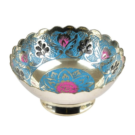 

diollo Decorative Dry Fruit Bowls Kitchen Serve Brass Bowls Meenakari Work | Color: Blue | Dia: 3 Inch