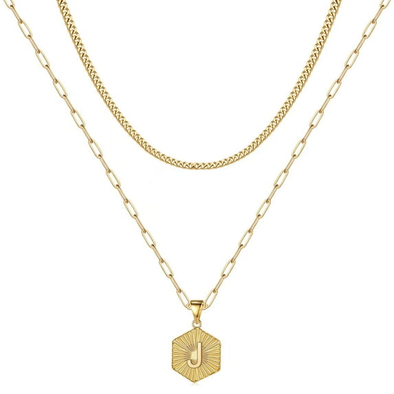 TINGN Layered Gold Necklaces for Women 14K Gold Plated Paperclip Chain Necklace Cuban Link Chain for Women