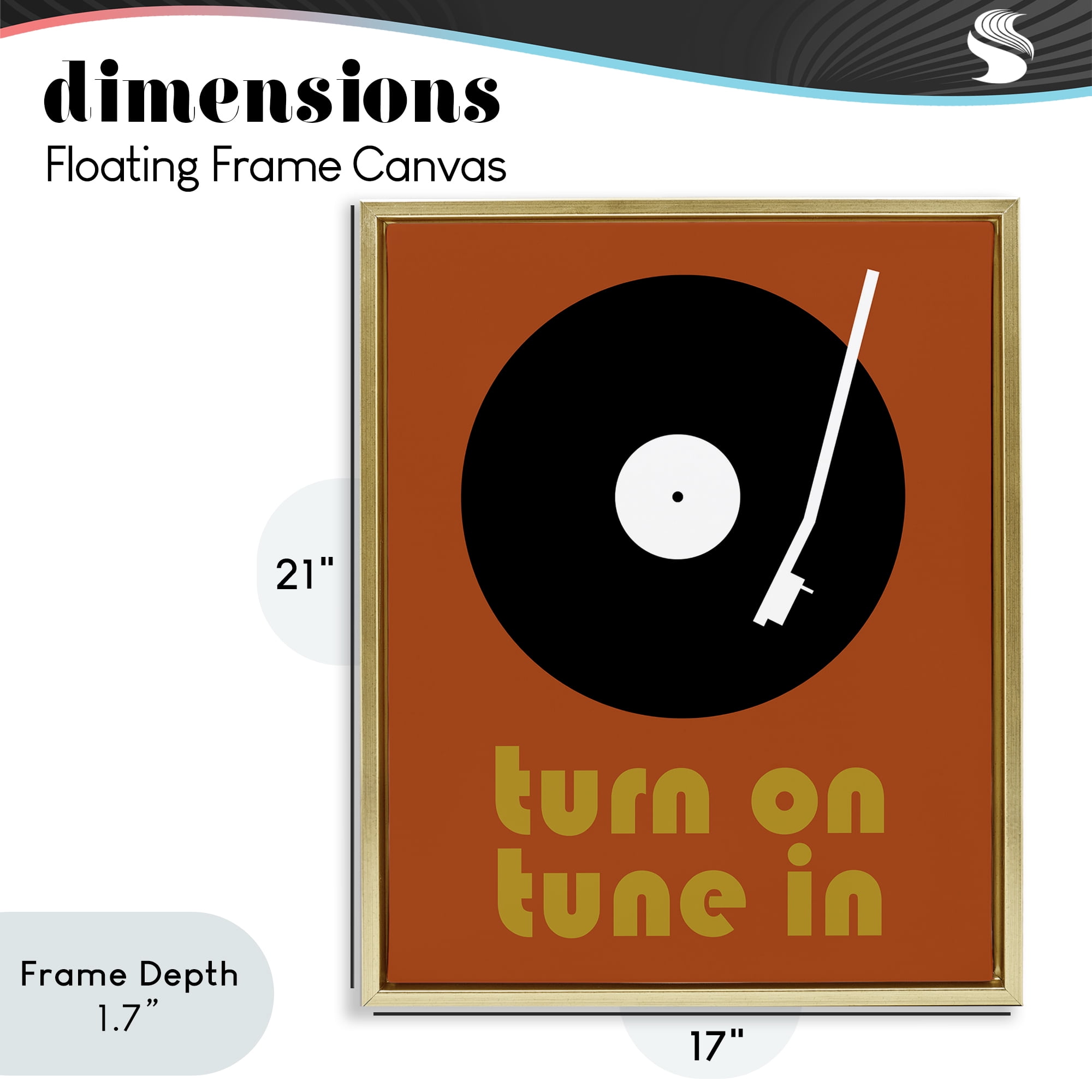 Stupell Industries Turn On Tune In Gold Framed Floater Canvas Wall Art, design by Tom Quartermaine