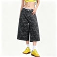thumbnail image 2 of Bmisegm Capris Pants for Women Cargo Wide Leg Cropped Relaxed Fit 7/8 Length Denim Style Trousers Jean Pants for Women _003 L, 2 of 8